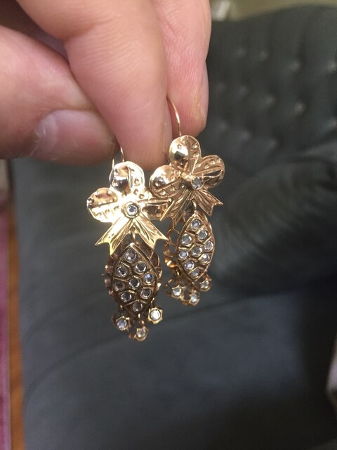 Antika küpe 14 kt. Nostalji 40 yılık elişi