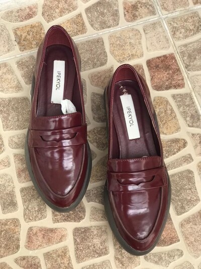 Vişne Çürüğü Rugan Kadın Loafer Ayakkabı