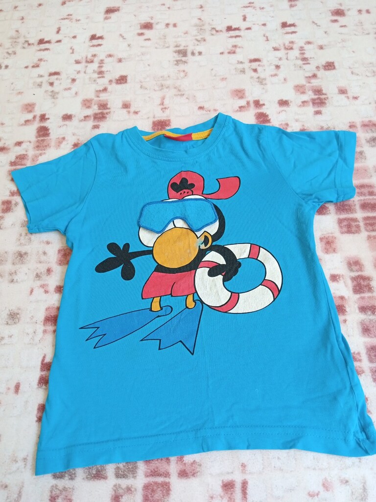 Mavi Renkli Önü Bask?l? T-shirt