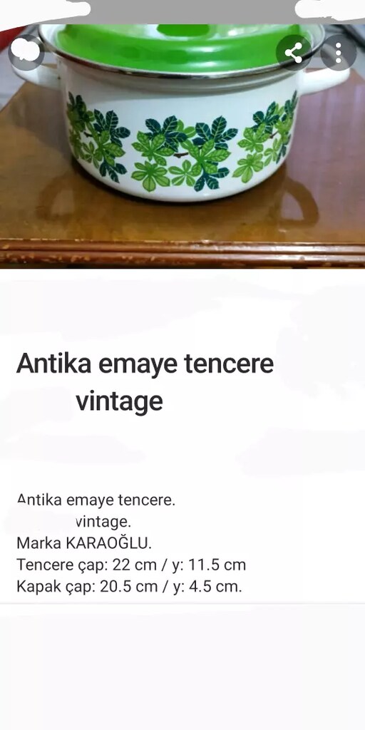 Antika Emaye Tencere ¢: 22 cm. / Bostanlı - İZMİR - 5