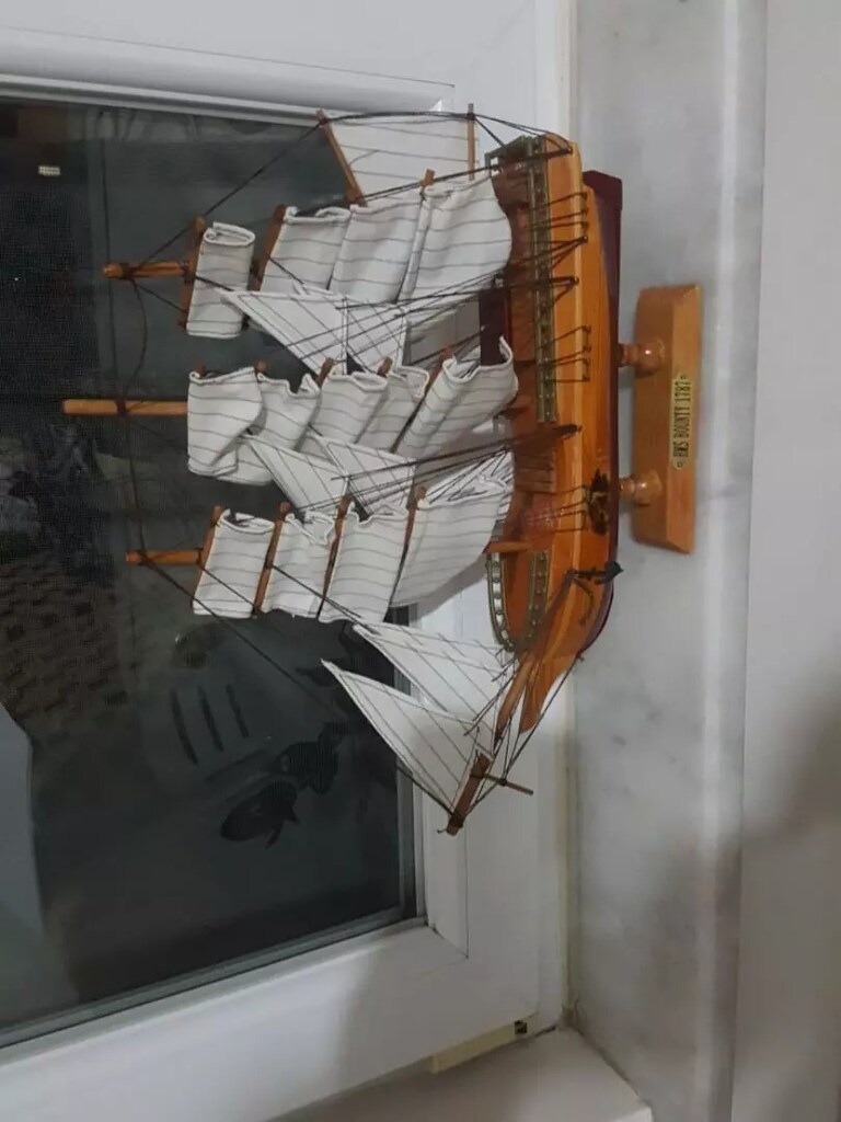 Ahşap dekoratif el yapımı gemi - 2