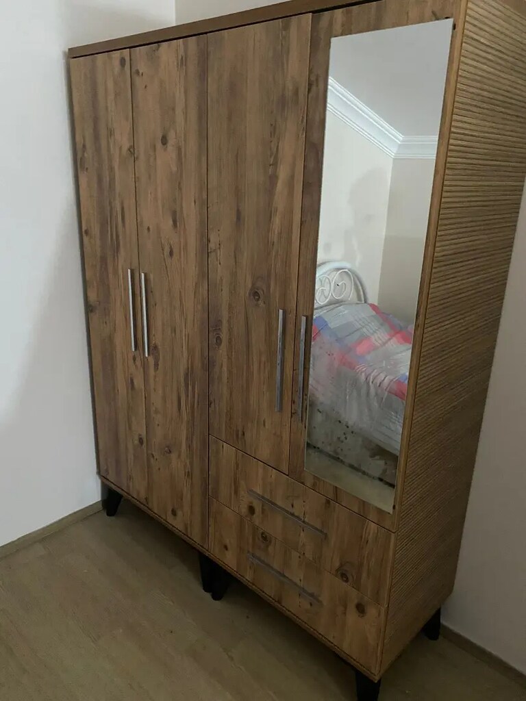 Sıfır Ahşap kaliteli 4 kapılı aynalı gardolap elbise dolabı - 2