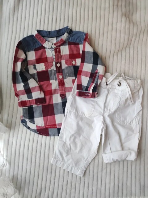 H&m baby ekose gömlek kapri pantolon tk 2 4 ay bebek