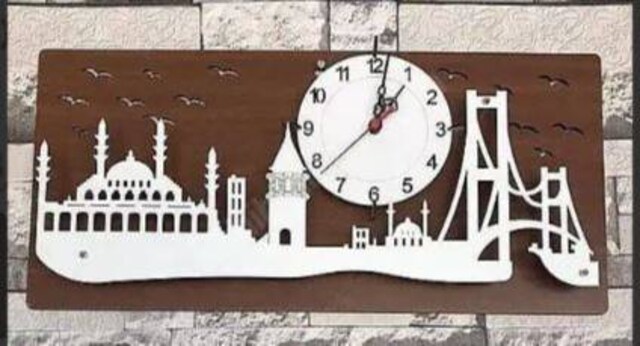 saat duvar saati İstanbul temalı 60x28 cm boyutları- üsküdar merkez