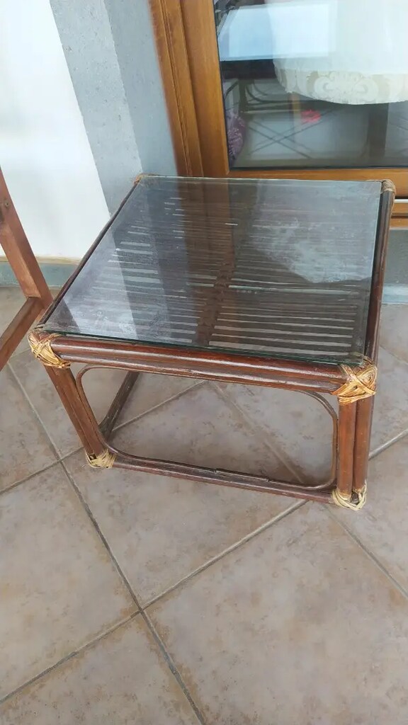 Bambu sehpa camlı 60*60 - 2