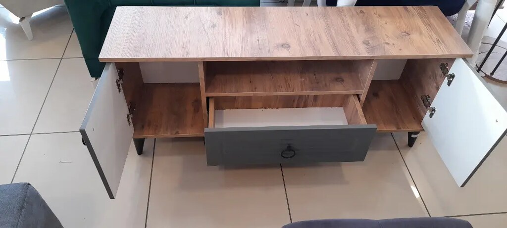 Sıfır mdf mebran kapaklı televizyon ünitesi 120cm uzunluk - 4