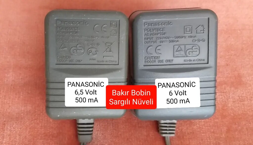 PANASONIC Orijinal
DC 6 ve 6,5 Volt Bakır Bobin Sargılı Nüveli Adaptör - 2
