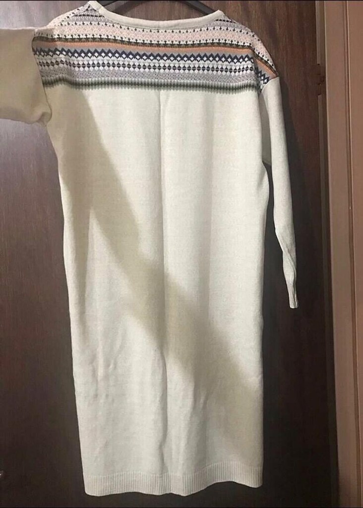 Kadın krem rengi triko tunik uzun kazak oversize 38 40 42 beden - 2
