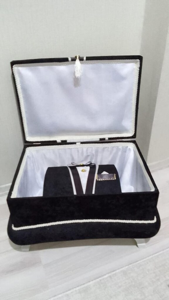Siyah Beyaz damat Sandığı damat bohçası - 5