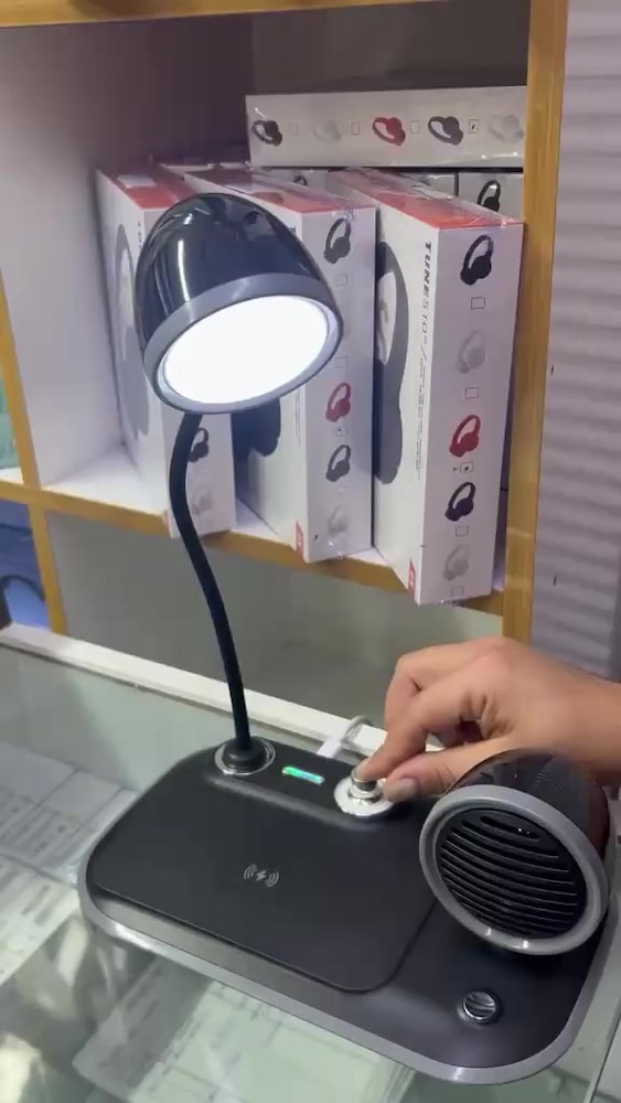 3 in 1 - 15W Kablosuz Şarj Standı - Bluetooth Hoparlör - Masa Lambası - 2