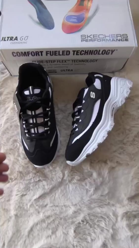 ‼SKECHERS D-LİTES KADIN SİYAH BEYAZ - 2