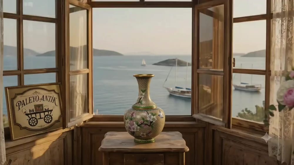 Vintage Cloisonne Pirinç Vazo - 2
