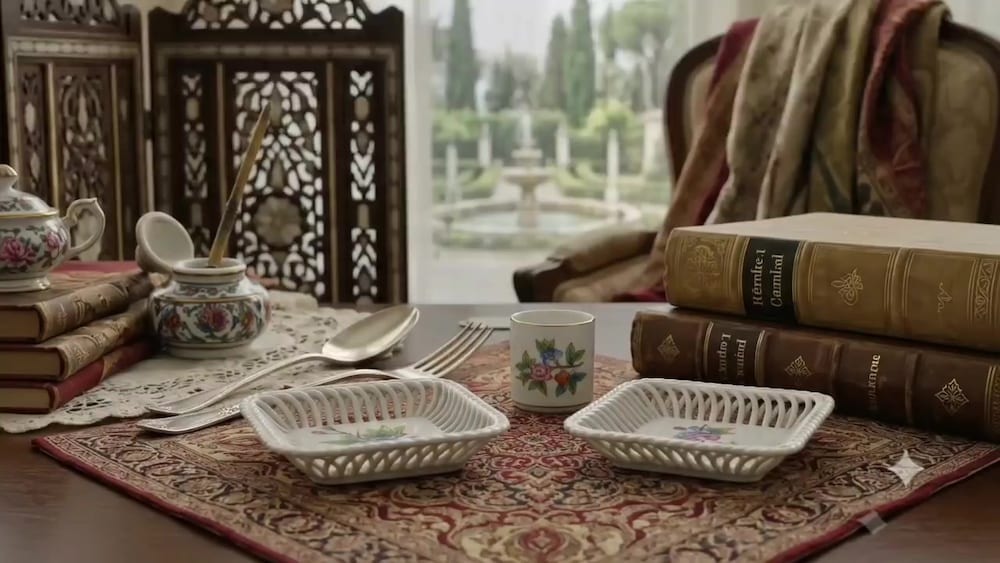 Vintage Macar Herend porselen Ajurlu 2 tabak ve kürdanlık - 2
