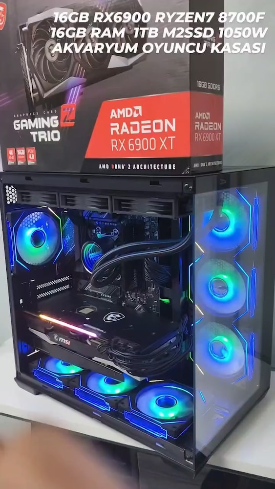 16GB RX6900 RYZEN7 8700F 16GB RAM 1TB M2SSD 1050W AKVARYUM OYUNCU KASA - 2