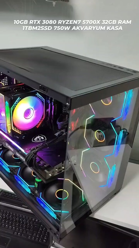 10GB RTX 3080 RYZEN7 5700X 32GB RAM 1TBM2SSD 750W AKVARYUM KASA - 2