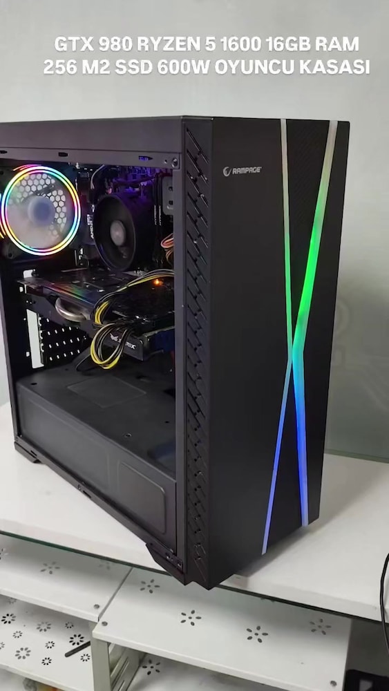 GTX 980 RYZEN 5 1600 16GB RAM 256 M2 SSD 600W OYUNCU KASASI - 2