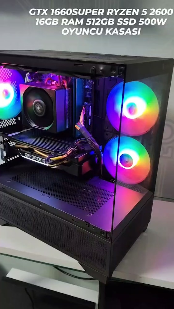 GTX 1660SUPER RYZEN 5 2600 16GB RAM 512GB SSD 500W OYUNCU KASASI - 2