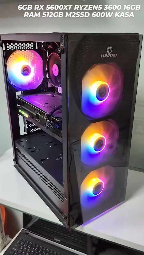 6GB RX 5600XT RYZEN5 3600 16GB RAM 512GB M2SSD 600W KASA - 2