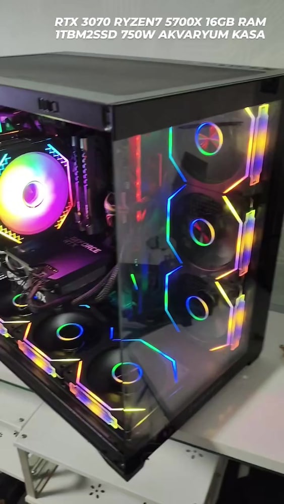 RTX 3070 RYZEN7 5700X 16GB RAM 1TBM2SSD 750W AKVARYUM KASA - 2