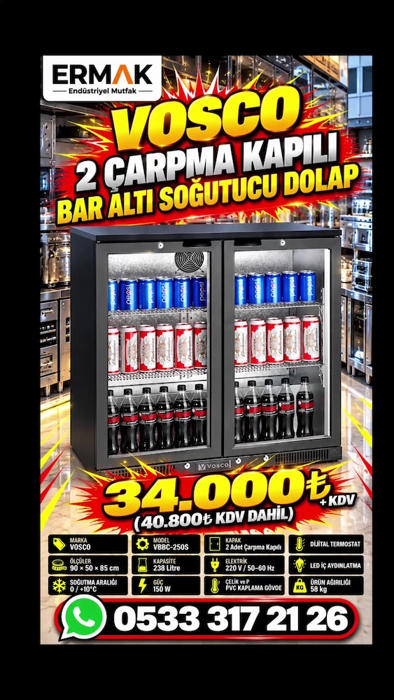 VOSCO 2 ÇARPMA KAPILI BAR ALTI SOĞUTUCU – ŞOOOK KAMPANYA! - 2