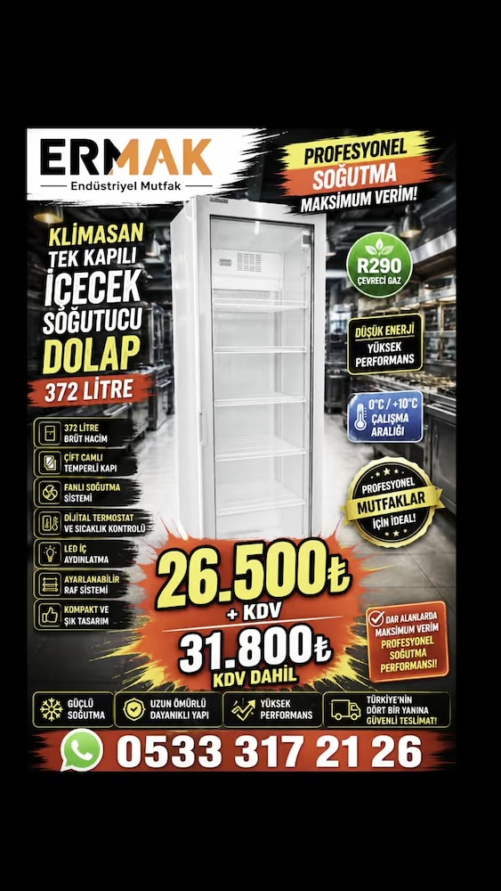 KLİMASAN TEK KAPILI İÇECEK SOĞUTUCU DOLAP – 372 LİTRE - 2