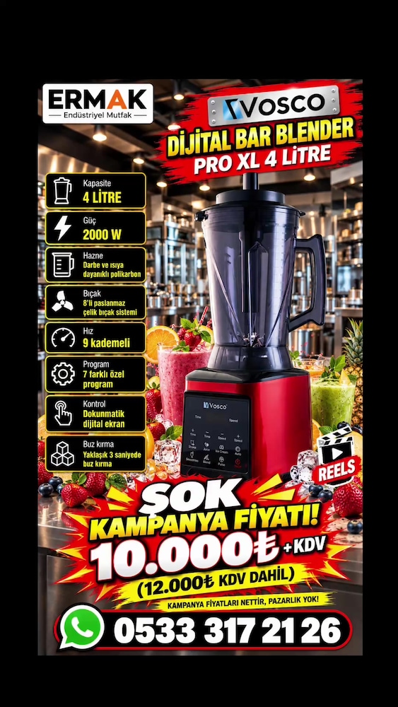 VOSCO DİJİTAL BAR BLENDER PRO XL 4 LİTRE – ŞOK KAMPANYA! - 2