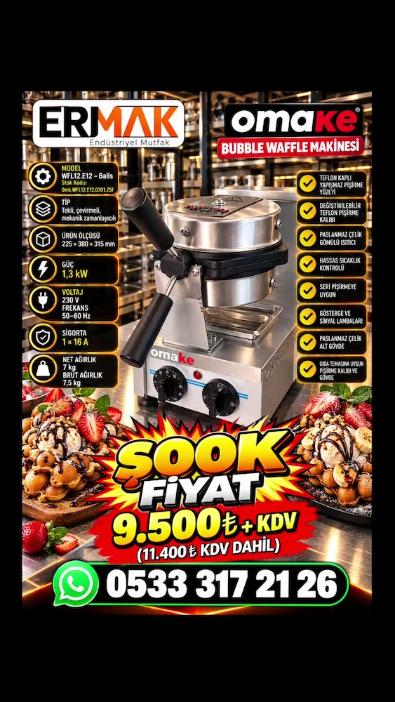 OMAKE BUBBLE WAFFLE MAKİNESİ – ŞOOK FİYAT! - 2