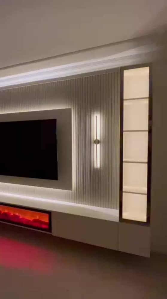 Şömineli TV Ünitesi | Modern Duvar Ünitesi | Şık ve Dekoratif TV Sehpa - 2