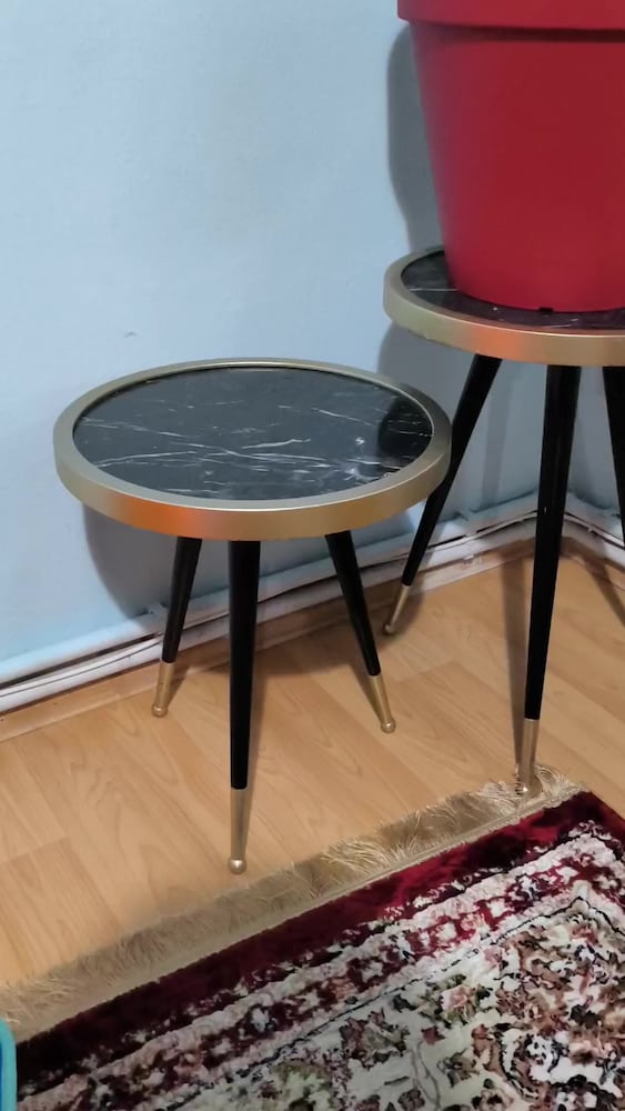 Mermer Desenli Üçlü Zigon Sehpa Seti - 2