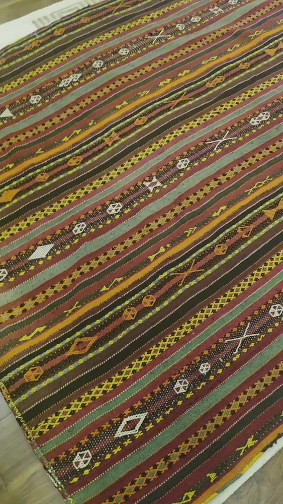 Yaklaşık 100 Yıllık Antika Sivas İmranlı El Dokuma Kök Boya Yün kilim - 2