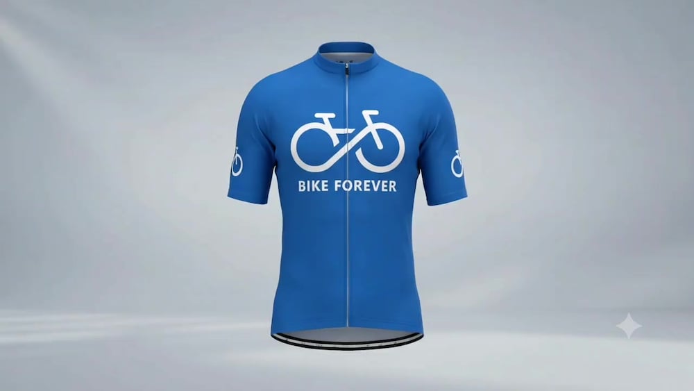 BIKE FOREVER" SONSUZA KADAR BİSİKLET MAVİ FORMA ARKA ÇEP detaylı - 2