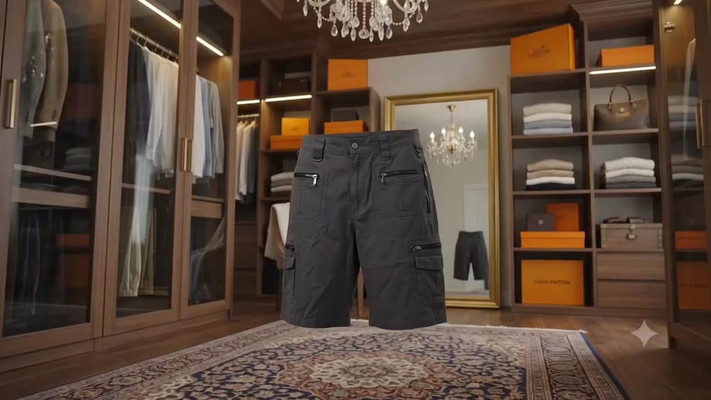 %100 COTON 4Xl Füme renk spor şort, fermuarlı cepleriyle kullanışlıdı - 2