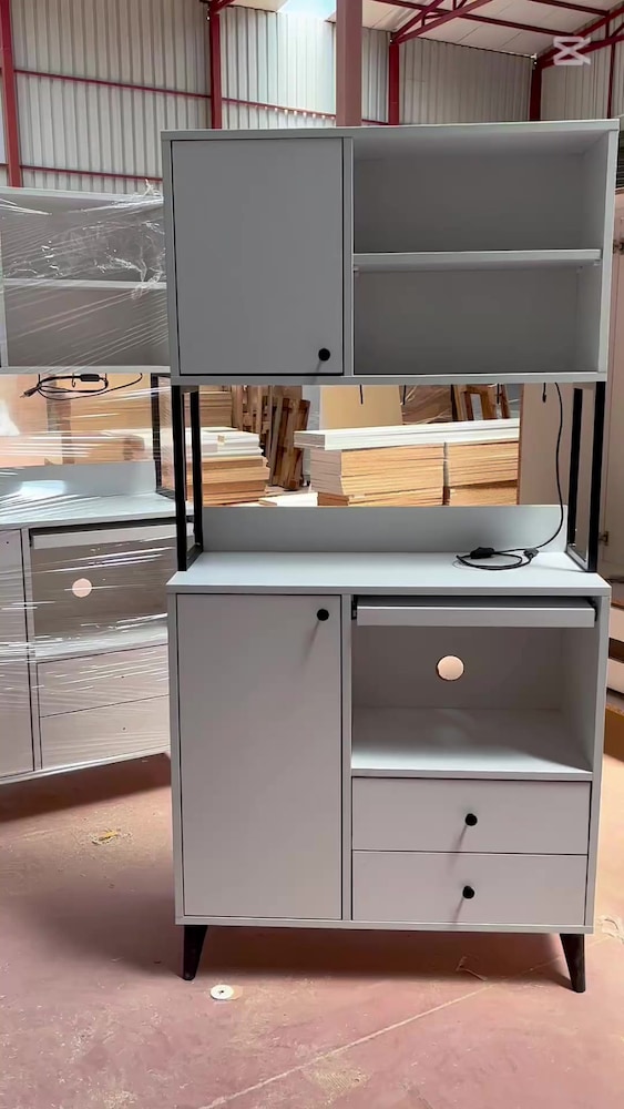 Kahve Köşesi Dolabı – Çekme Tezgahlı ve LED Aydınlatmalı | 90 cm - 2