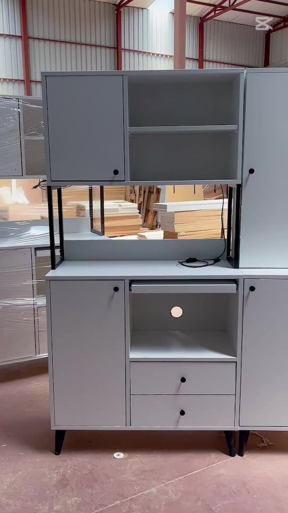 Geniş Kahve Köşesi Dolabı – Çekme Tezgahlı ve LED Aydınlatmalı | 130cm - 2