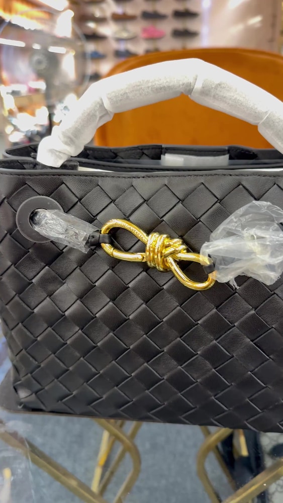 Bottega Veneta Siyah Örgü Deri Andiamo - 2