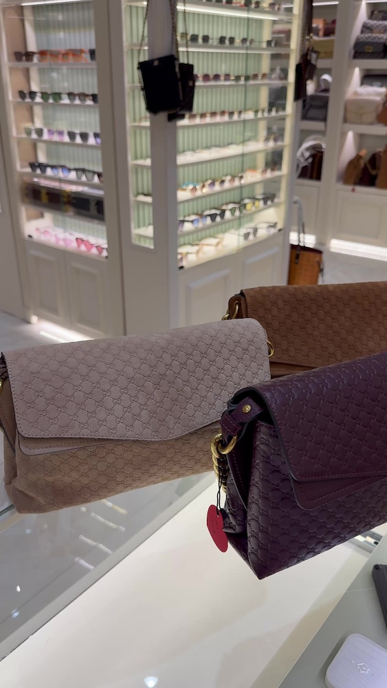 Gucci GG Monogram Süet Taba Omuz Çantası - 2