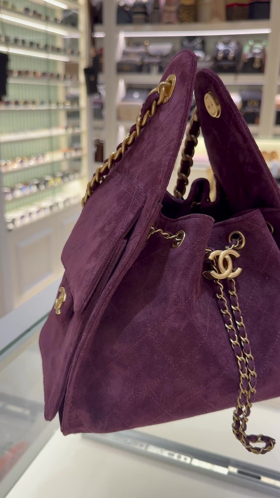 Chanel Kapitone Süet Zincirli Omuz Çanta - 2