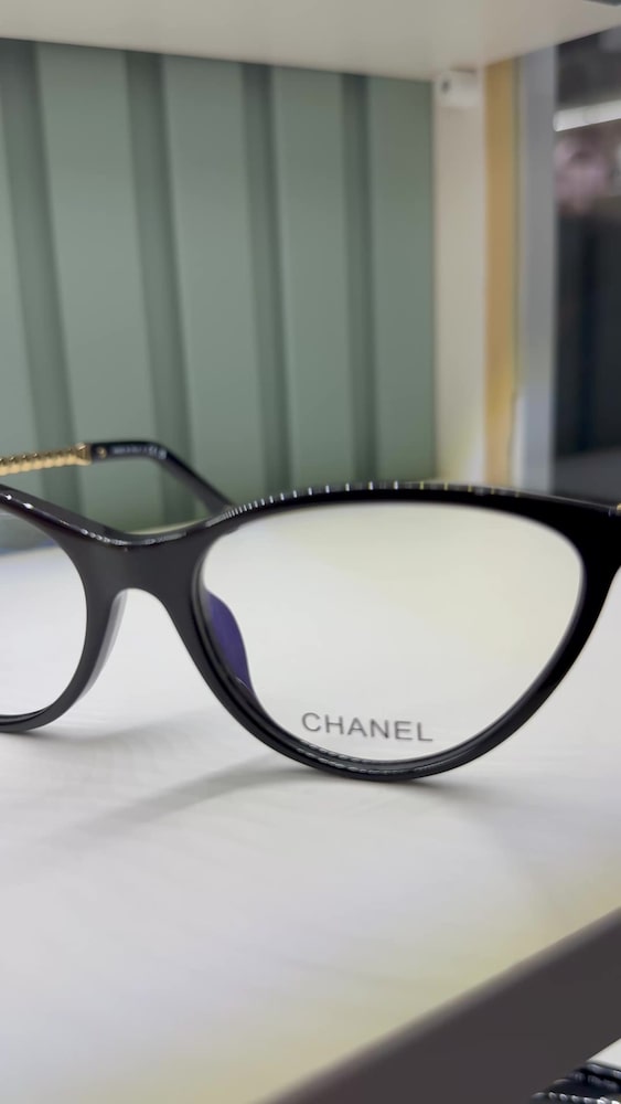 Chanel 3501-H İncili Siyah Lüks Gözlük - 2