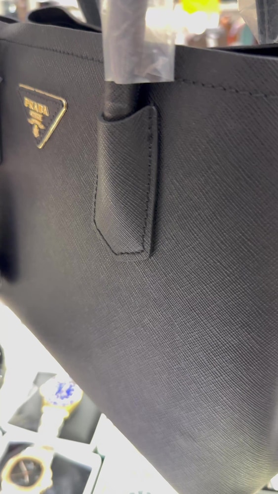 Prada Double Bag Saffiano Deri Siyah - 2