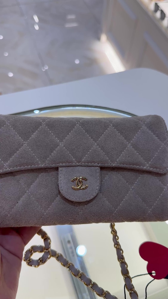 Chanel Süet Kapitoneli Zincirli Çanta - 2